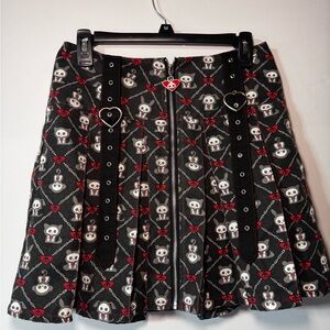 Animal Black and Red Skull Mini Skirt